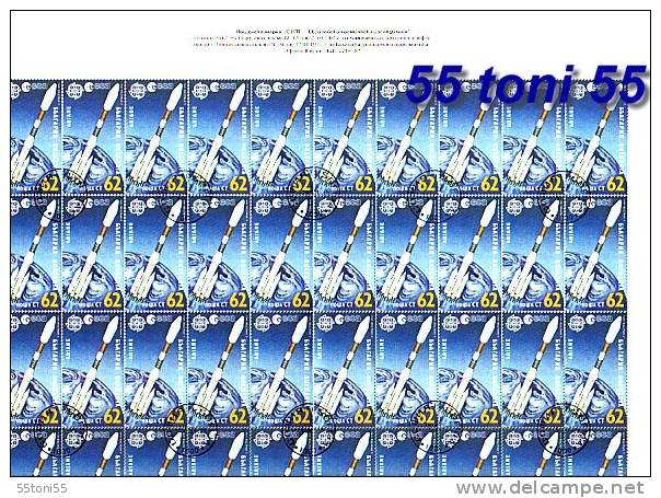 BULGARIA / Bulgarie  1991 EUROPE- SPACE 2 Sheet 40 V. (4 X10) USED - Used Stamps