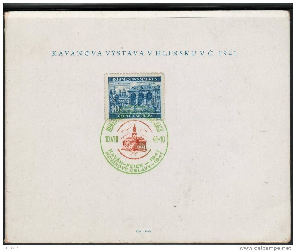 CZECH 3RD REICH BOHEMIA & MORAVIA KAVAN FIER COMMEMORATIVE CANCEL ON SPECIAL COMMEMORATIVE CARD (TRSCZECH003) - Covers & Documents