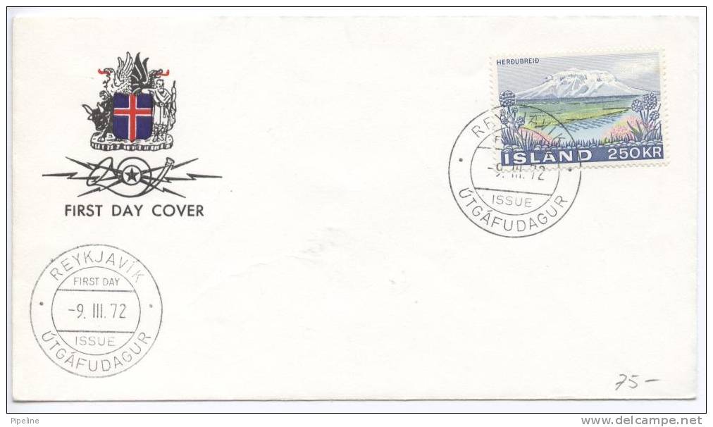 Iceland FDC HERDUBREID HIGH VALUED STAMP 9-3-1972 - FDC