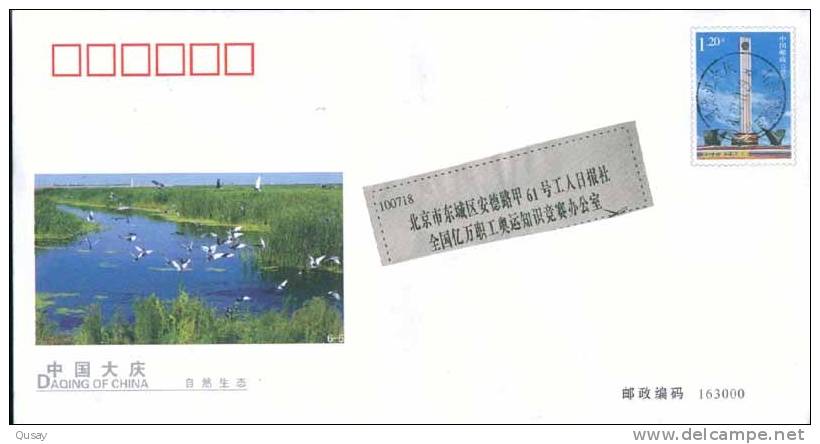 Crane Bird , Daqing Crane Park,    Pre-stamped Cover , Postal Stationery - Grues Et Gruiformes