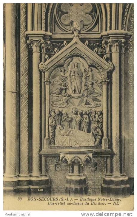 Bonsecours Seine-Maritime 76. Basilique Notre-Dame - Bas-Relief Au Dessus Du Bénitier. - Bonsecours