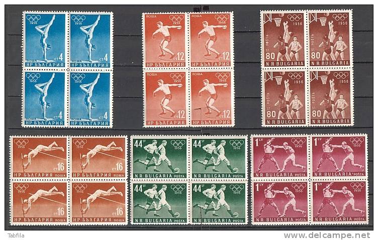 BULGARIA \ BULGARIE - 1956 - Jeux Olimpiques D'Ete - Melbourne - 6v - Bl.de 4** - Nuevos