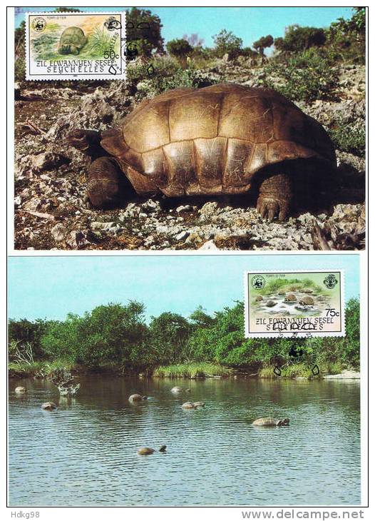 SY Äußere Seychellen 1985 Mi 104-07 FDC Karten Tierschutz - Seychellen (1976-...)