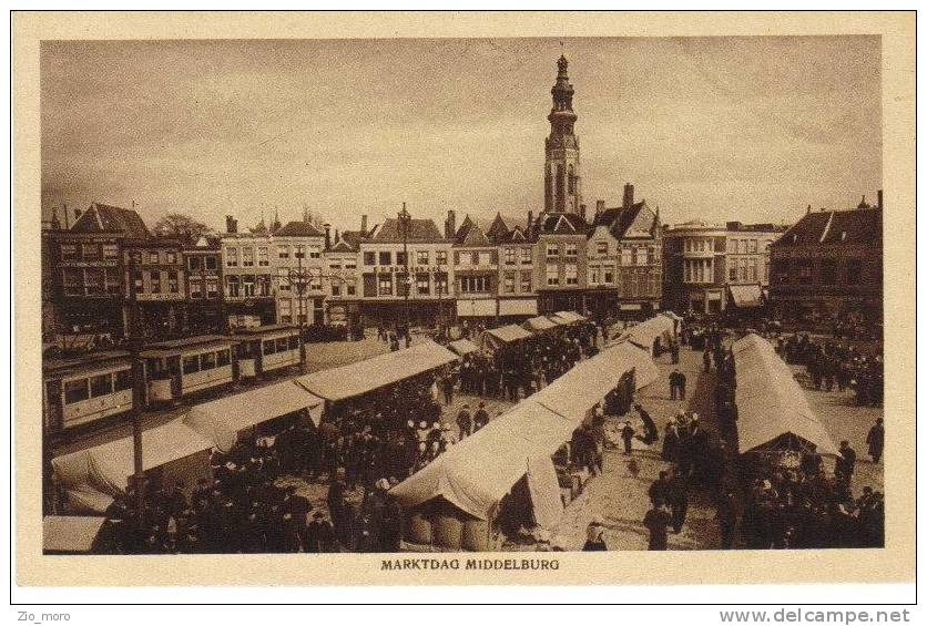 Olanda - MIDDELBURG Marktdag - 1930 - Mercato- Tram- - Middelburg