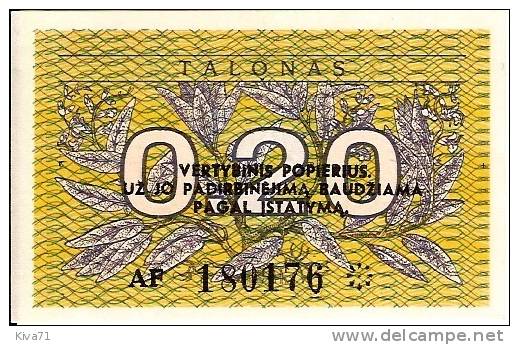 0,20 Talonas    "LITUANIE "     1991  UNC      Bc 66 - Lithuania