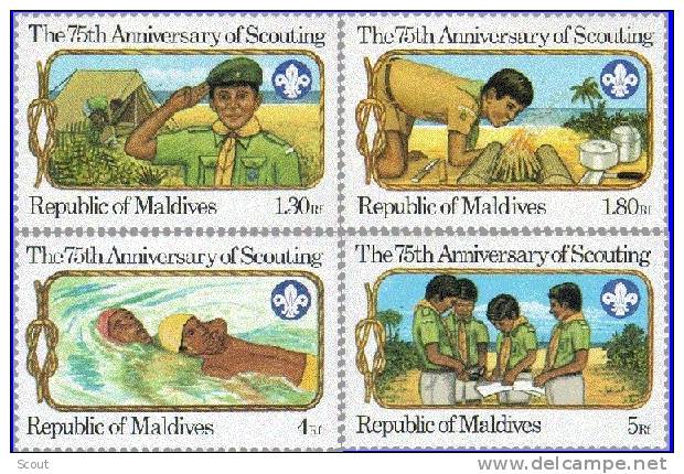 MALDIVE - MALDIVE IS. - MALDIVES - 1982 - 75° ANN. DEGLI SCOUTS - YT 896/899 MI 977/980 ** - Altri & Non Classificati