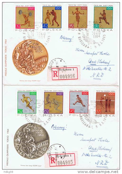 PL 1965 Mi 1623-30 FDC - Briefe U. Dokumente