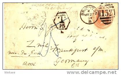 GBV144 / Unterfrankierte GA Nach Deutschland. Nachporto 15 C. - Storia Postale