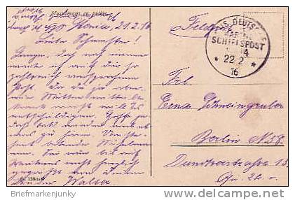 2098) Feldpost / Deutsche Marine Schiffspost Um 1916 - Otros & Sin Clasificación
