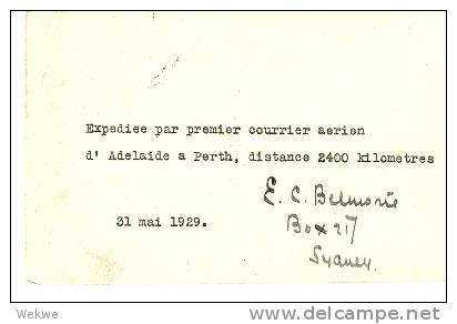 AUS188 / Erstflug Auf PC 25+Marken Adelaide?Perth 1929, Polen (First Flight) - Storia Postale