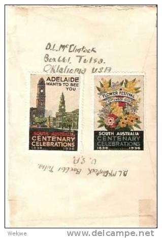 AUS211 / Frau Auf Muschel(Symbol)Paar Mit  Zwischensteg 1936, Oklahoma  USA - Briefe U. Dokumente