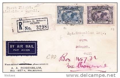 Aus239/ Erstflug Adelaide-Cowell, Redirected, Einschreiben (First Flight) - Cartas & Documentos