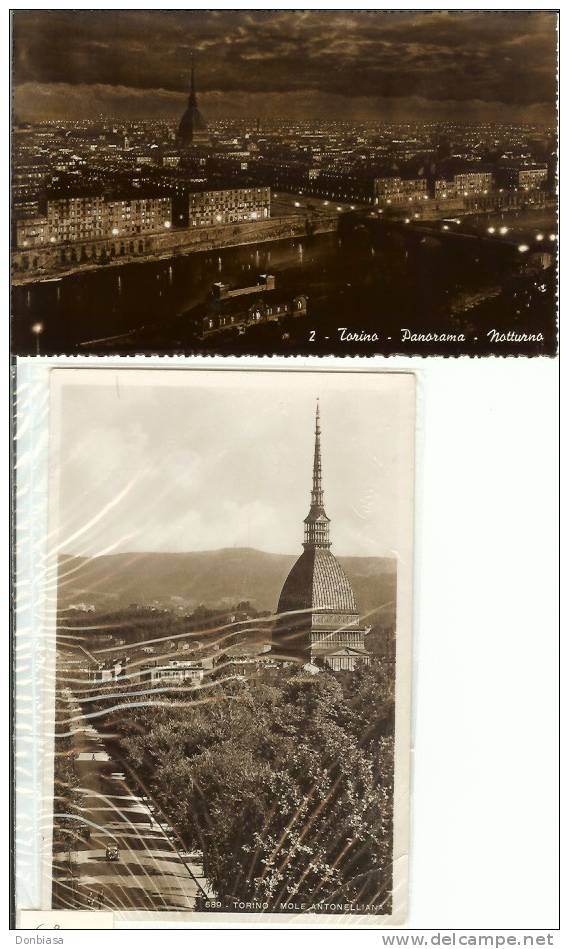 Torino: 2 Cartoline Formato Piccolo Viaggiate 1936 / 1947 - Collections & Lots