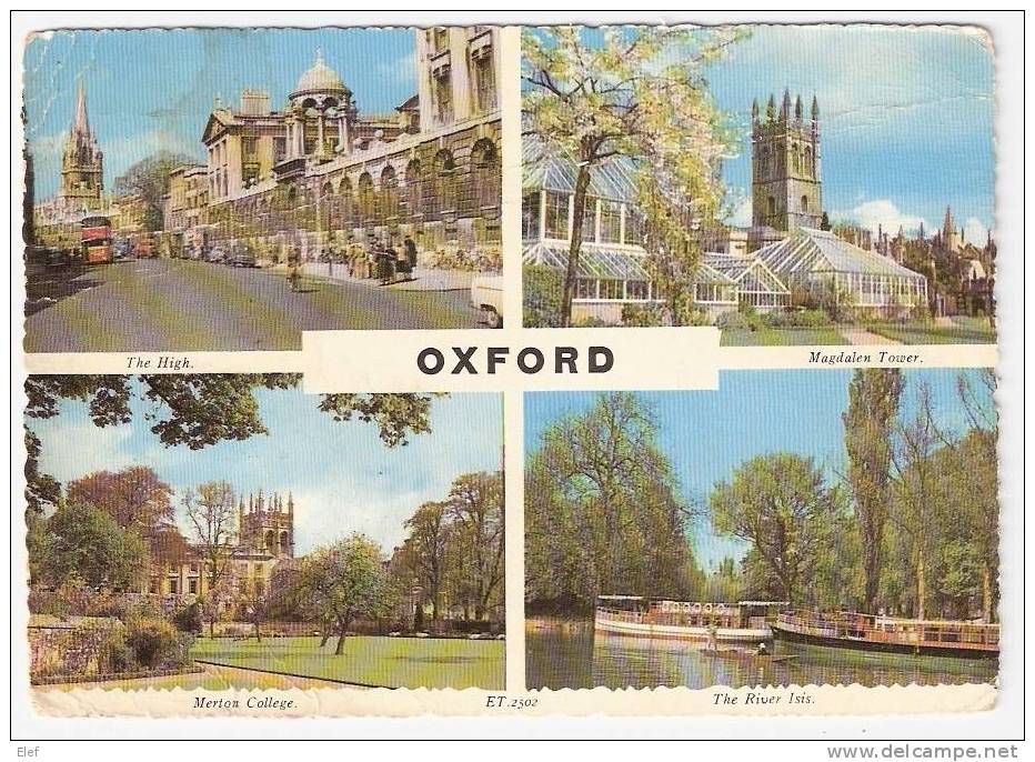 England, OXFORD : The High, Magdalen Tower, Merton College, The River Isis ; Péniche ;1967 ; B/  TB - Oxford
