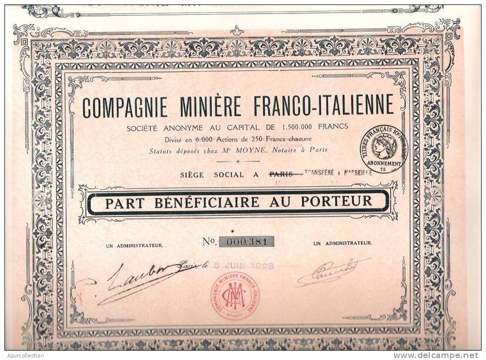 X 5 . MINIERE FRANCO ITALIENNE - Bergbau