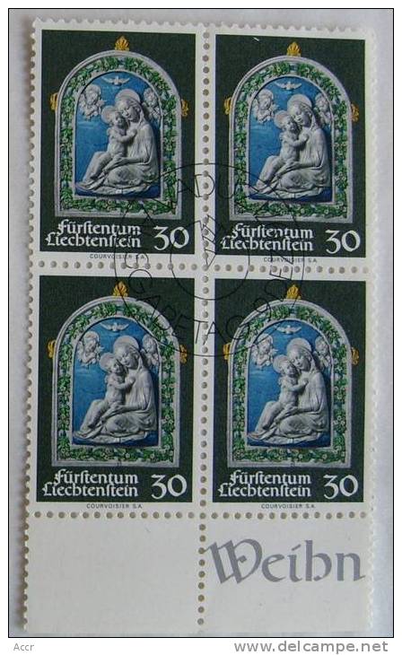 Liechtenstein 1971 Bloc X 4 FDC : NOEL Madone Sculpture D'Andréa Della Robbia - Oblitérés