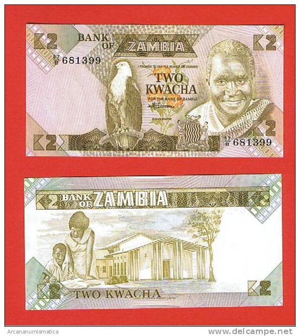 ZAMBIA   2  KWACHA  (1.980-1.988)   KM#24  PLANCHA/UNC   (BT)   DL-5000 - Zambie