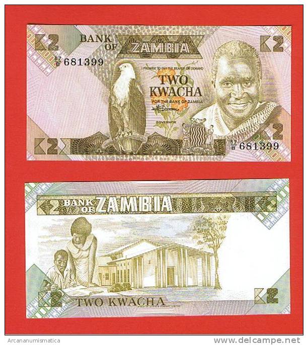 ZAMBIA   2  KWACHA  (1.980-1.988)   KM#24  PLANCHA/UNC   (LQ)   DL-5040 - Zambia