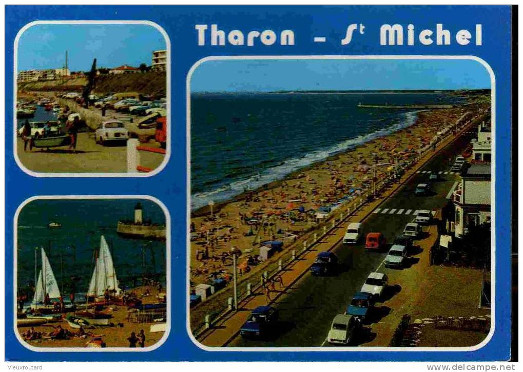 CPSM. THARON PLAGE. SAINT MICHEL CHEF CHEF. LA PLAGE ET LE PORT.DATEE 1992. - Saint-Michel-Chef-Chef