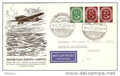 BRD151/Gedenkausstellung 1953 Köln, Atlantik-Flug1928, Auf Posthorn-Privat-Ganzsache - Privé Briefomslagen - Gebruikt
