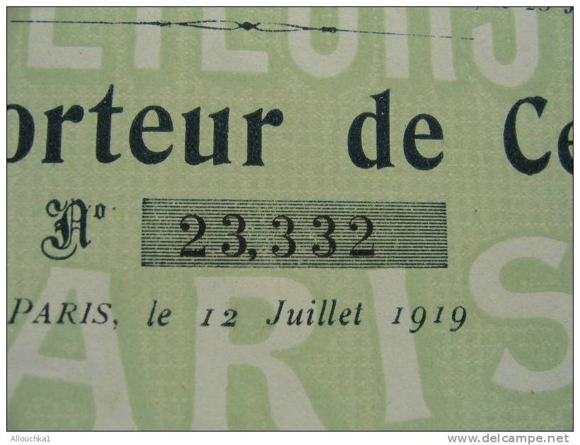 SCRIPOPHILIE COLLECTIONNEURS D'ACTIONS /TITRES De BOURSE PERIMES LES AFFRETEURS REUNIS 1919 100 F PORTEUR TRAIN BATEAU - Industrial