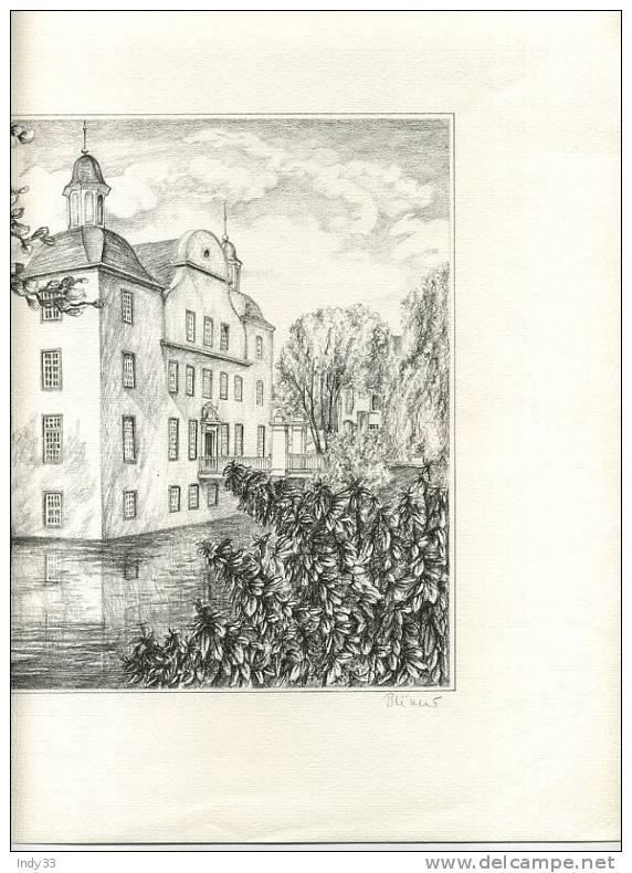 - ESSEN SCHLOSS BORBECK . REPRO DE DESSIN NUMEROTEE ET SIGNEE AU CRAYON - Artis Historia