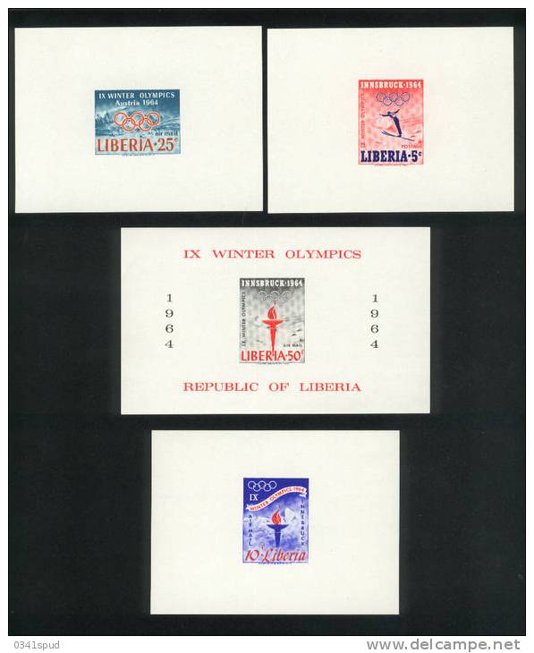 Jeux Olympiques 1964 Innsbruck  Liberia 4  Feuillets  ** Sans Charnière  Never Hinged - Hiver 1964: Innsbruck