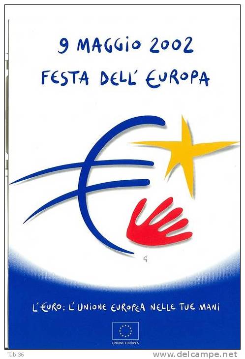 EURO - 9 MAGGIO 2002 FESTA DELL'EUROPA - CARTOLINA COMMEMORATIVA NUOVA - Munten (afbeeldingen)