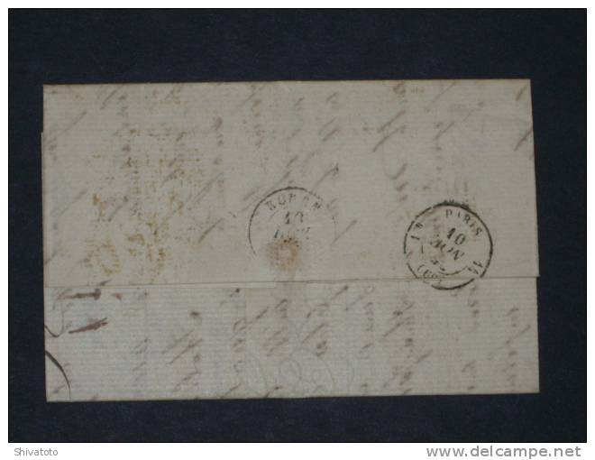 (218) Old Stampless Cover From Leith(UK-11/08/1855)to Rouen(France) - ...-1840 Préphilatélie