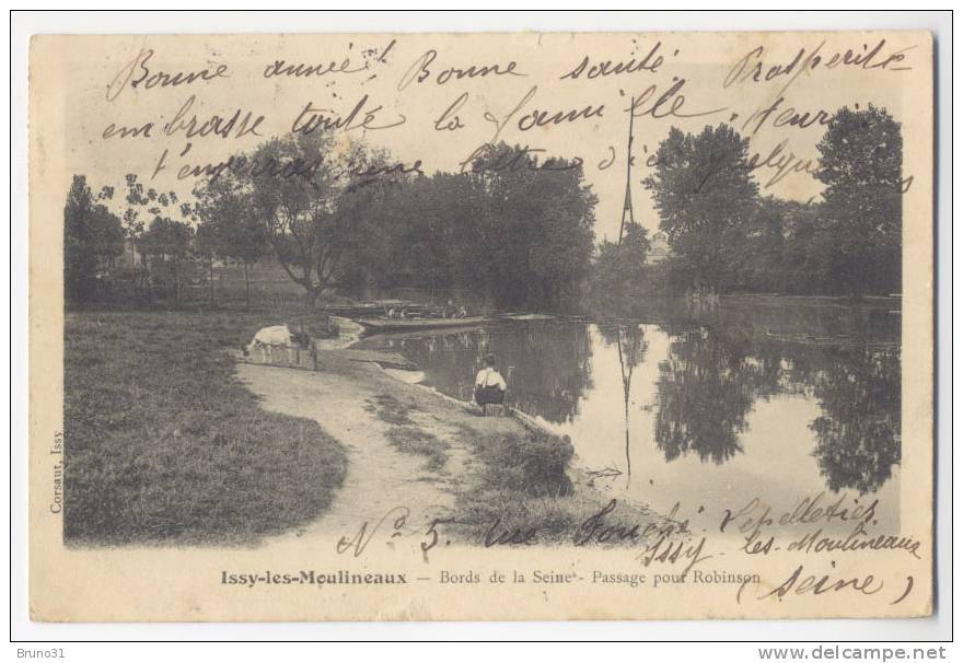 Issy Les Moulineaux : Bord De Seine , Passage Pour Robinson - Corsaut éditeur , 1904 . - Issy Les Moulineaux