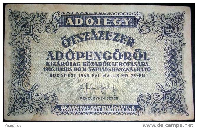 Paper Money,Banknote,Hungary,Russian Ocuppation?,Pengo,Dim.135x82mm,Year Of 1946. - Ungarn