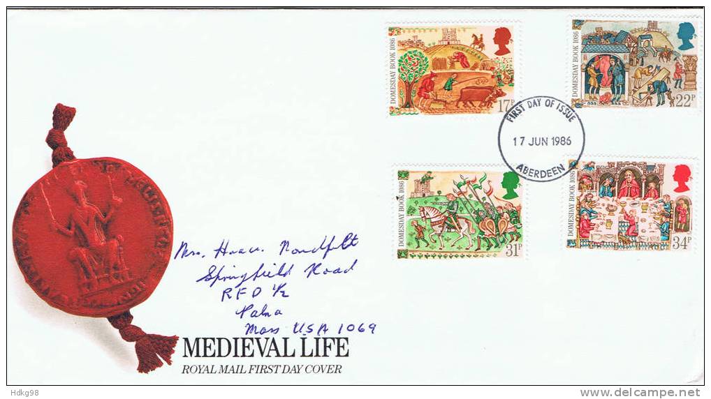 GB Großbritannien 1986 Mi 1072-75 FDC - 1981-1990 Dezimalausgaben