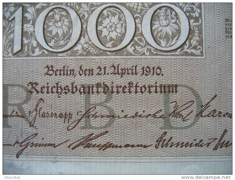 BILLETS DE BANQUE ALLEMAGNE DEUTSCH  1000 REICHSBANKNOTE  DE 1910 - 1000 Mark