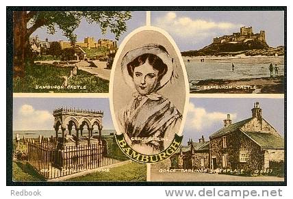 Nice Multiview Postcard Bamburgh Northumberland Grace Darling & Birthplace  - Ref A40 - Other & Unclassified