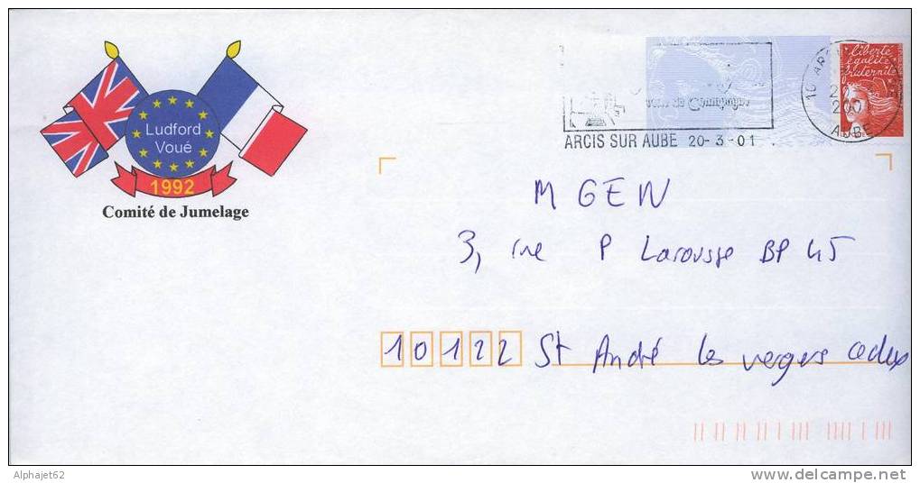 Drapeaux - PAP - Jumelage France - Grande Bretagne - Arcis Sur Aube - 2001 - Covers