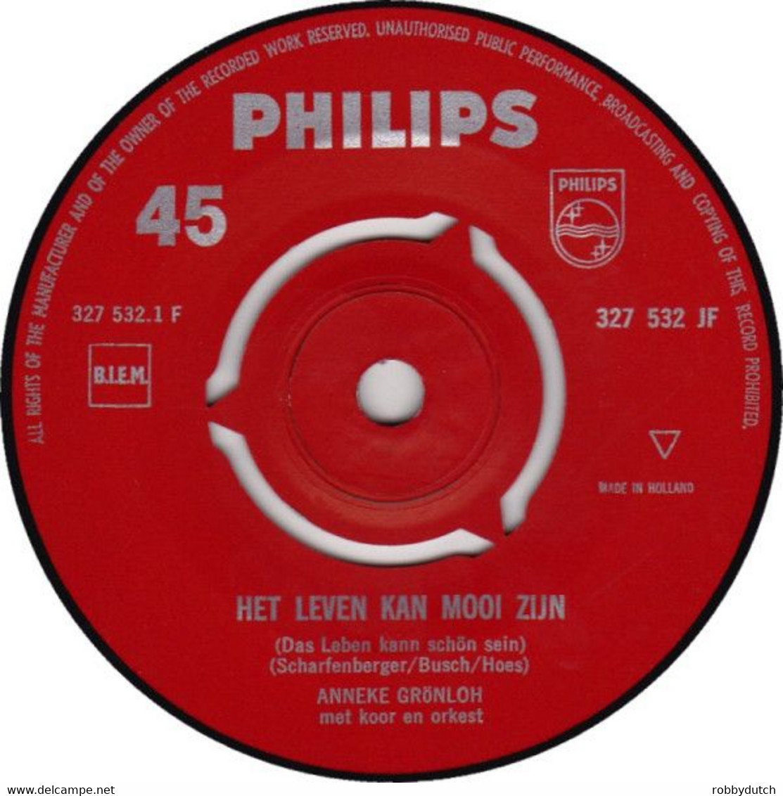 * 7" * ANNEKE GRÖNLOH - HET LEVEN KAN MOOI ZIJN / CIMERONI (Holland 1963 Ex-!!!) - Andere - Nederlandstalig