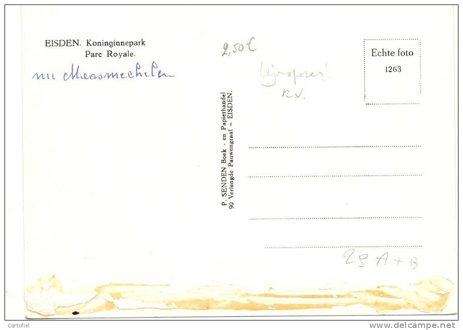 EISDEN: KONINGINNEPARK - STAAT: LIJMSPOREN ACHTERZIJDE ZIE 2 SCANS - Maasmechelen