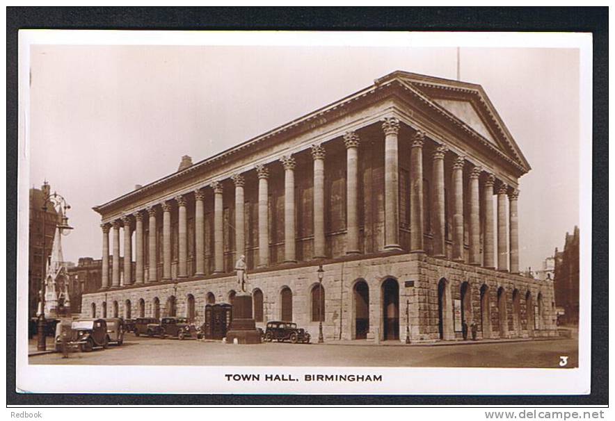 Real Photo Postcard Town Hall Birmingham With Cars Telephone Box - Ref A76 - Birmingham