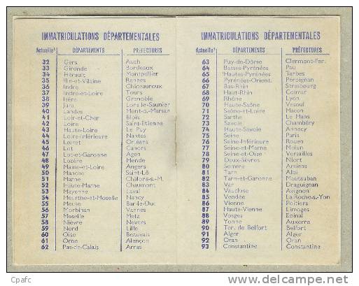 CALENDRIER 1958 LA GARONNE A TOULOUSE ET DOS Publicité PHARMACIE-intérieur Immatriculations Voitures Et Significations - Kleinformat : 1941-60