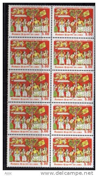 Sri Lanka.  Festival Boudhhiste Vesak. Feuille De 10 T-p Neufs **  Prix Reduit - Bouddhisme