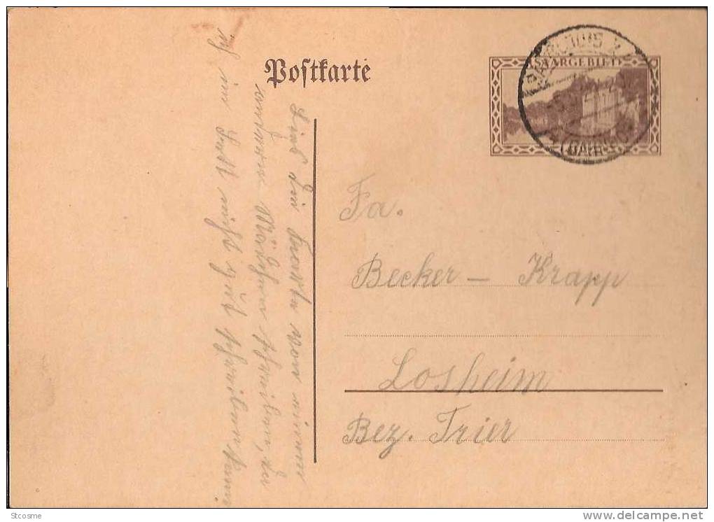 Entier / Stationery / PSC - Sarre / Saar / Saargebiet - CP 35 Oblitérée - 5 - Interi Postali