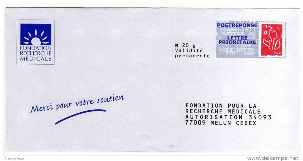 Entier Postal PAP Réponse Seine Et Marne Melun Fondation Pour La Recherche Médicale Autorisation 34093 N° Au Dos: 07P792 - Prêts-à-poster:Answer/Lamouche