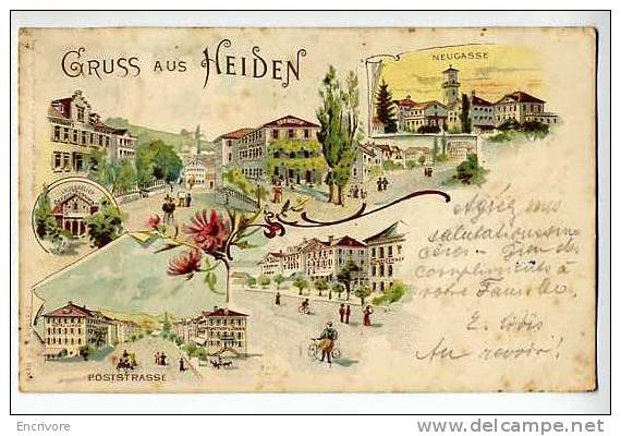 Cpa Dessin Gruss Aus HEIDEN  Neugasse Poststrasse - Ed Steiger &cie - Heiden