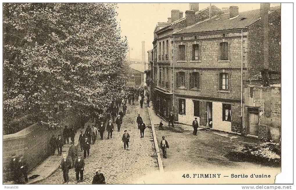 CP 42 FIRMINY Sortie D´usine , Route Commerce Et Habitations - Firminy