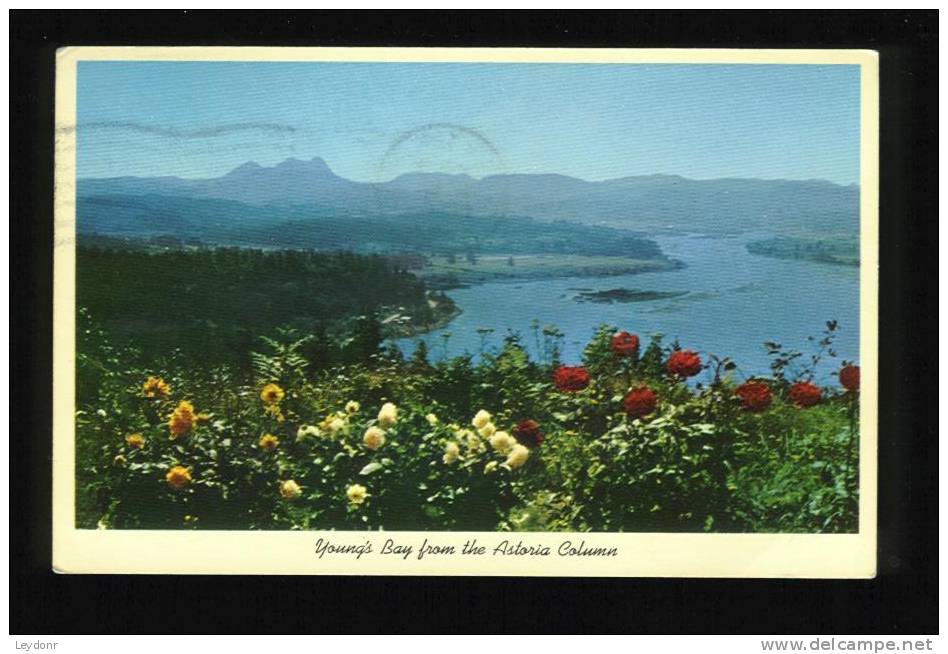 Young's Bay From The Astoria Column, Oregon - Mailed From Canada - Flowers - Altri & Non Classificati