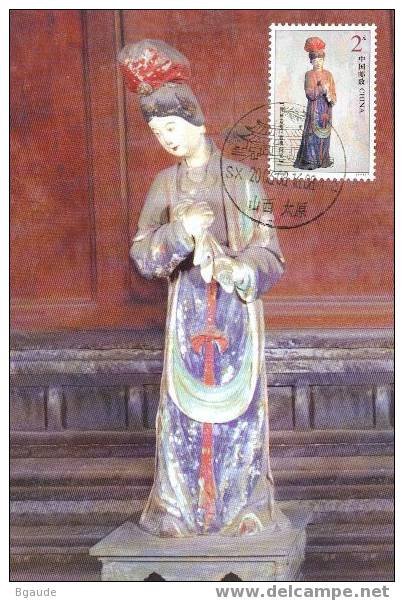 CHINE CARTE  MAXIMUM         NUM.YVERT 4104 SCULPTURE STATUE D ARGILE - Cartes-maximum