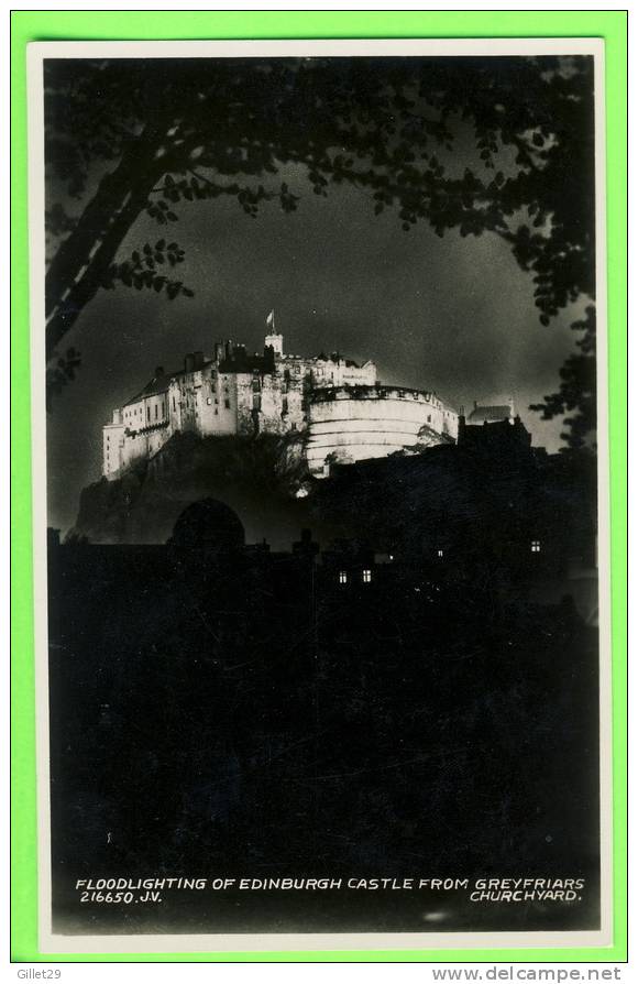 EDINBURGH, SCOTLAND - FLOODLIGHTING OF THE CASTLE FROM GREYFRIARS CHURCHYARD - J.V. - - Midlothian/ Edinburgh