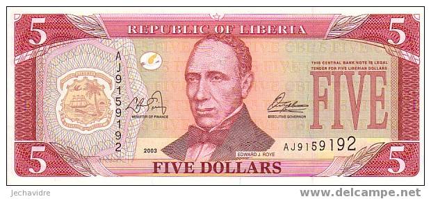 LIBERIA   5 Dollars   Emission De 1999   Pick 21     ***** BILLET  NEUF ***** - Liberia