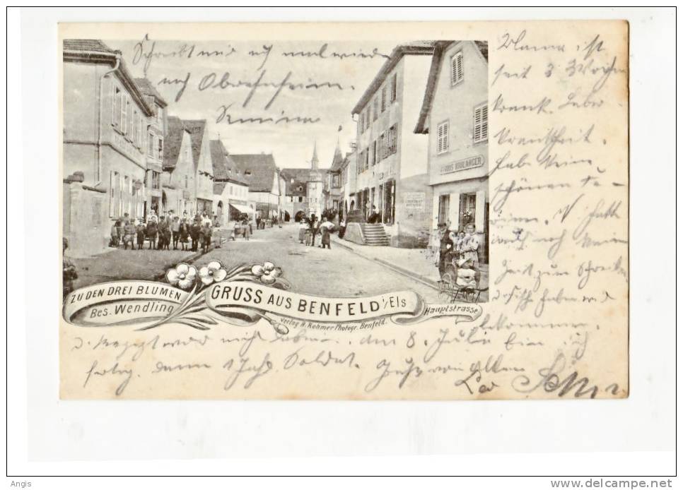 CPA----67---- Benfeld  ----GRUSS AUS Benfeld--- ZU DEN DREI BLUMEN----BES. WENDLING - Benfeld