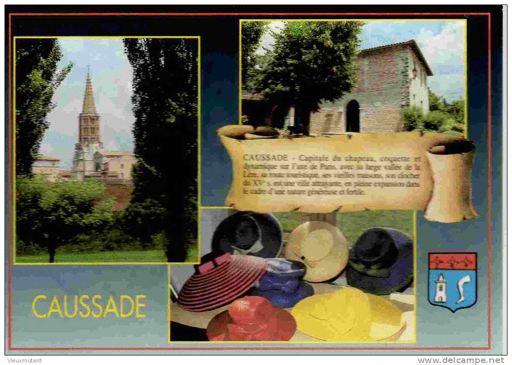 CPSM. CAUSSADE. L'EGLISE. LES RECOLLETS. CHAPEAUX DE CASSADE.(WILLYS REY ) - Caussade